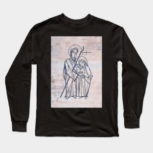 Hand drawn illustration of the Sacred Family Long Sleeve T-Shirt